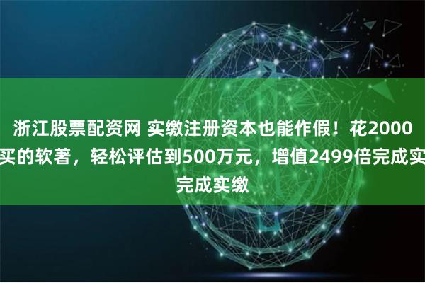 浙江股票配资网 实缴注册资本也能作假！花2000元买的软著，轻松评估到500万元，增值2499倍完成实缴