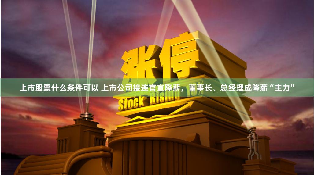 上市股票什么条件可以 上市公司接连官宣降薪，董事长、总经理成降薪“主力”